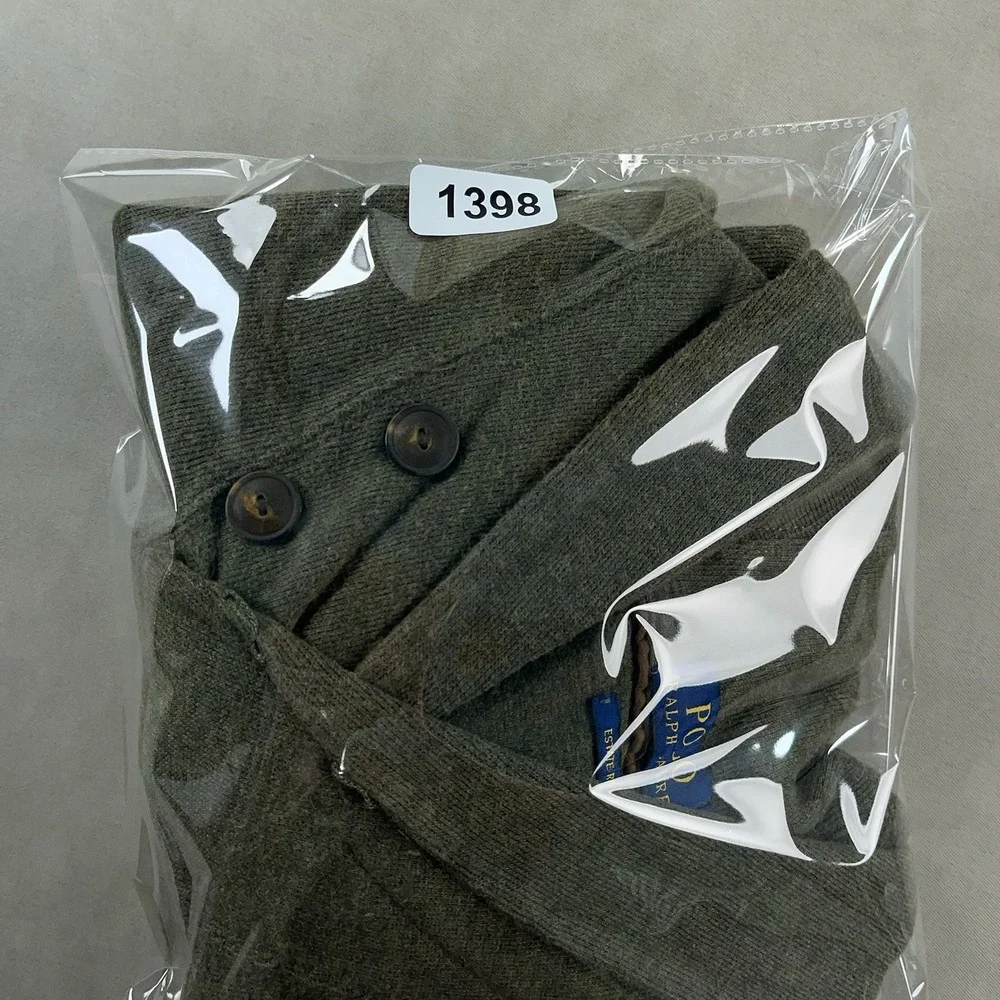 Polo Ralph Lauren Sweater Mens XL Green Long Sleeve Pony Shawl Collar Estate Rib